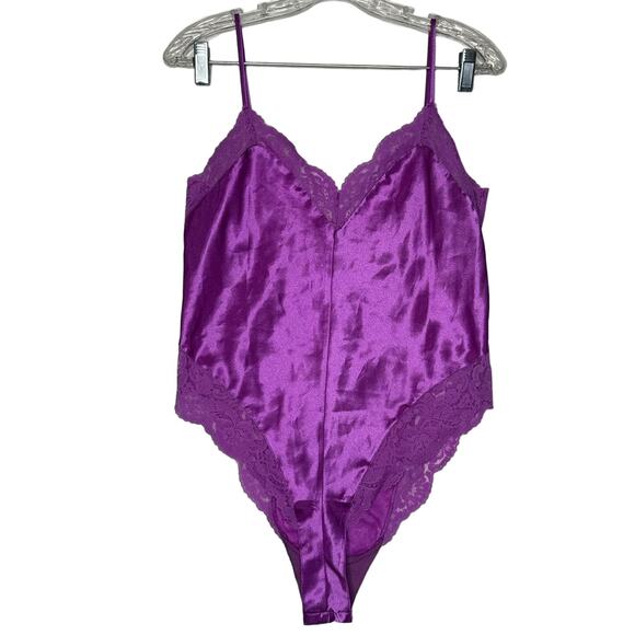 Vintage Delicates Bodysuit TeddySexy purple lace size small - Picture 1 of 11